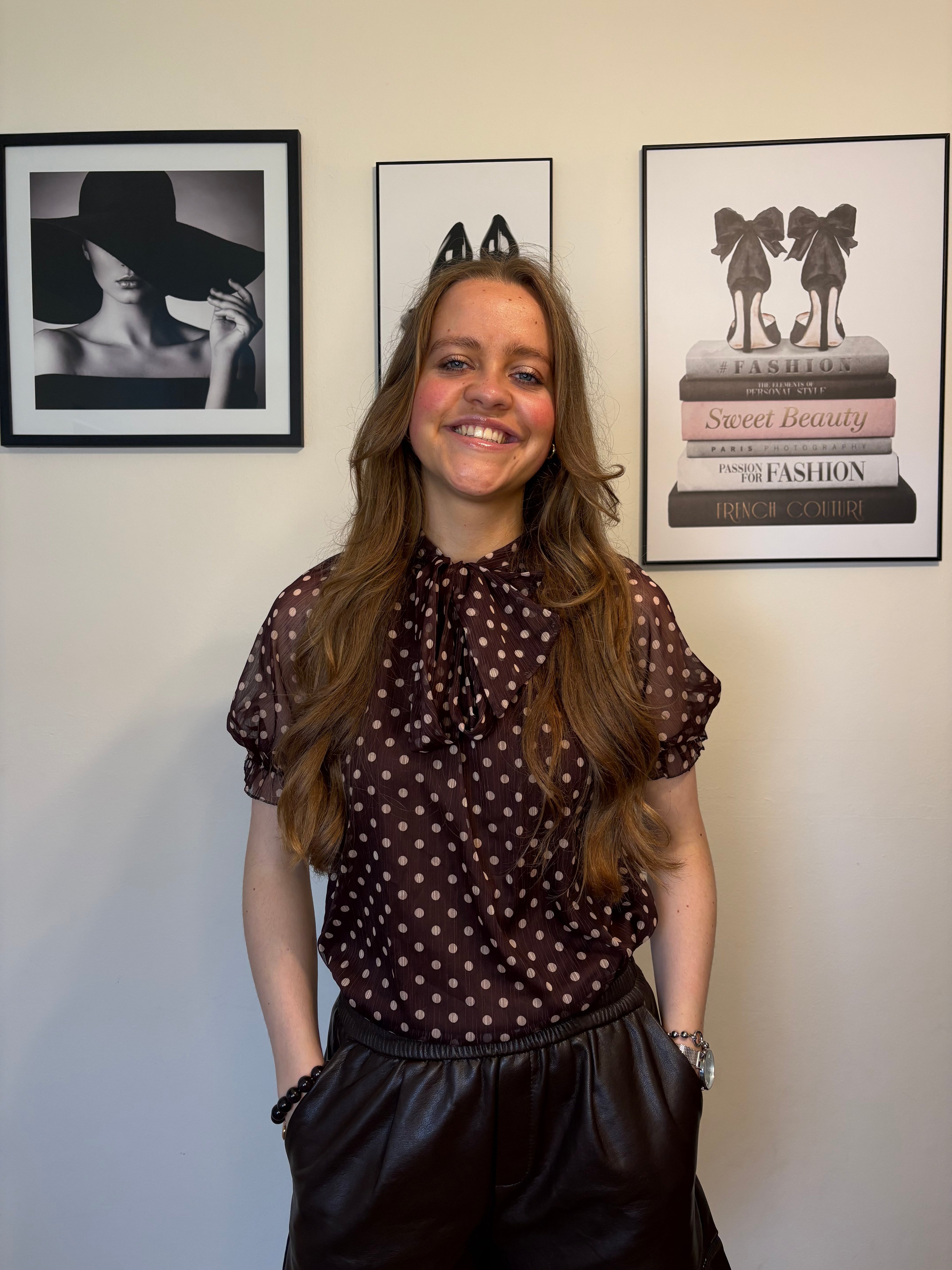 Polkadot blouse Eva bruin