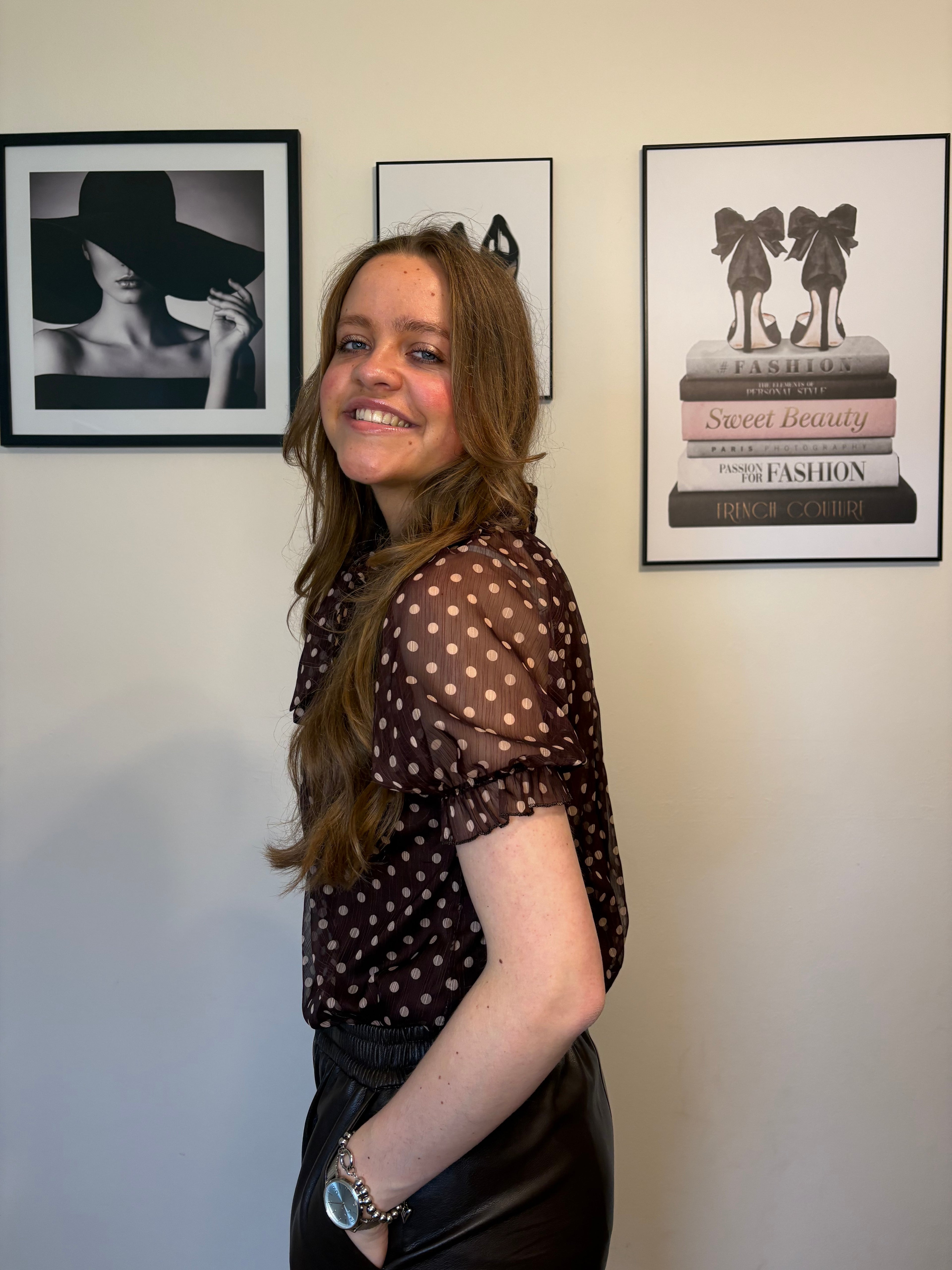 Polkadot blouse Eva bruin