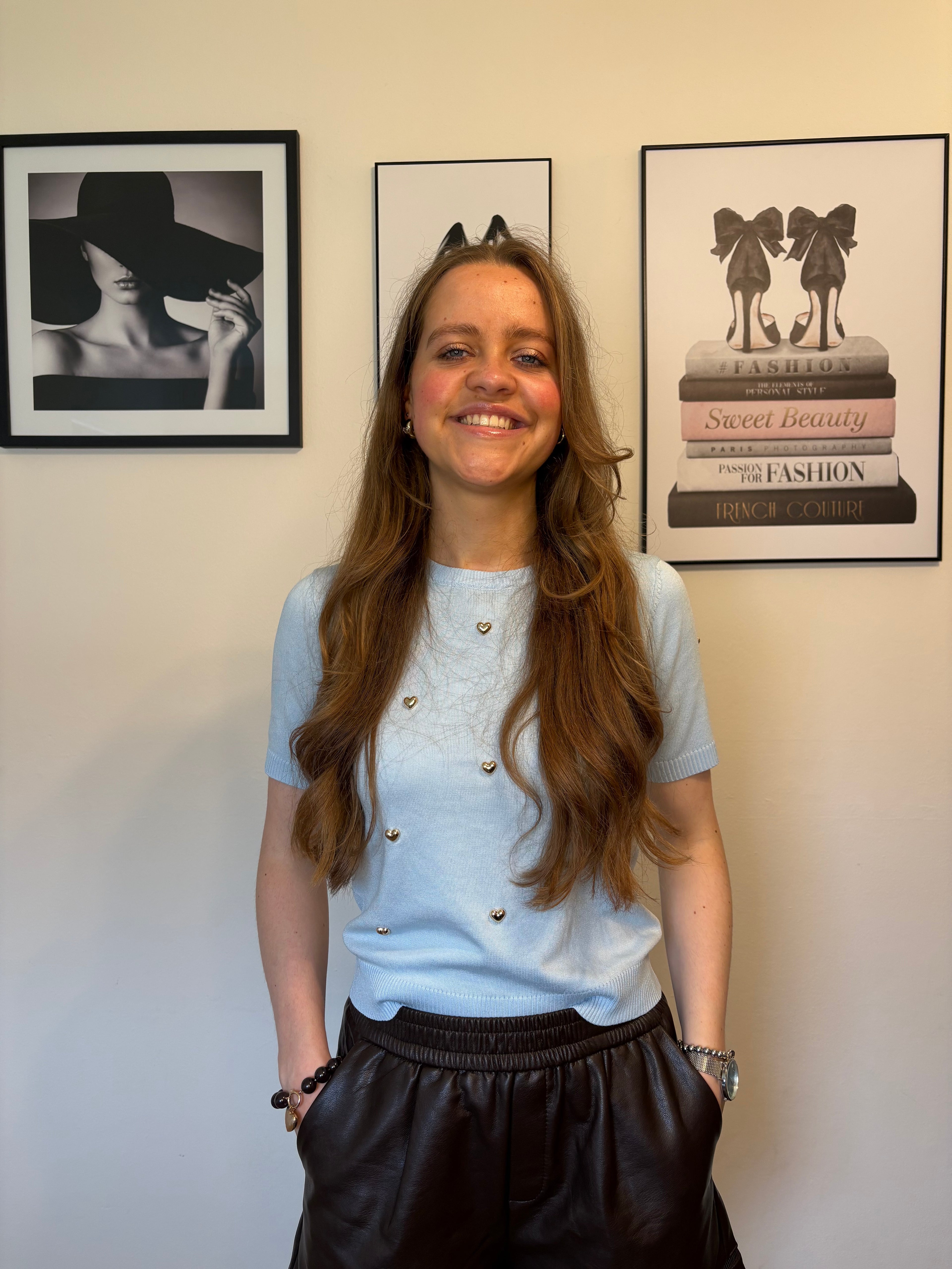 Lichtblauwe hartjes top Sophie
