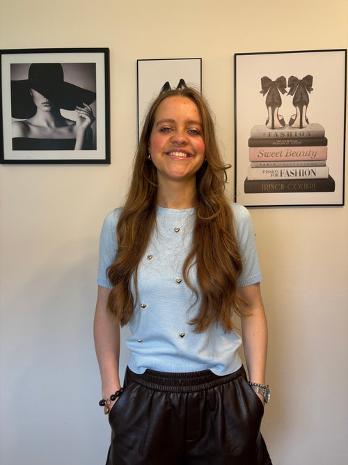 Lichtblauwe hartjes top Sophie