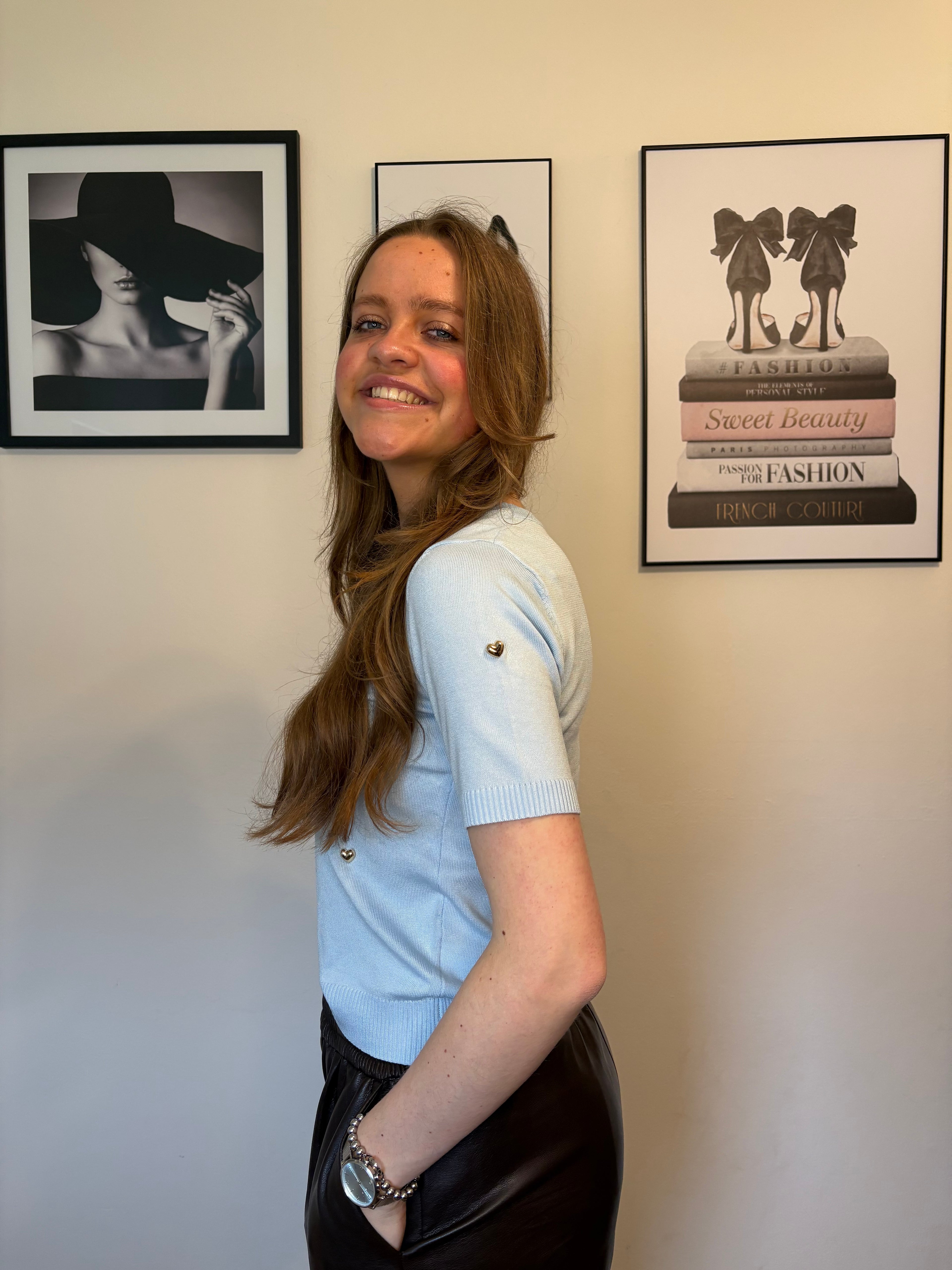Lichtblauwe hartjes top Sophie