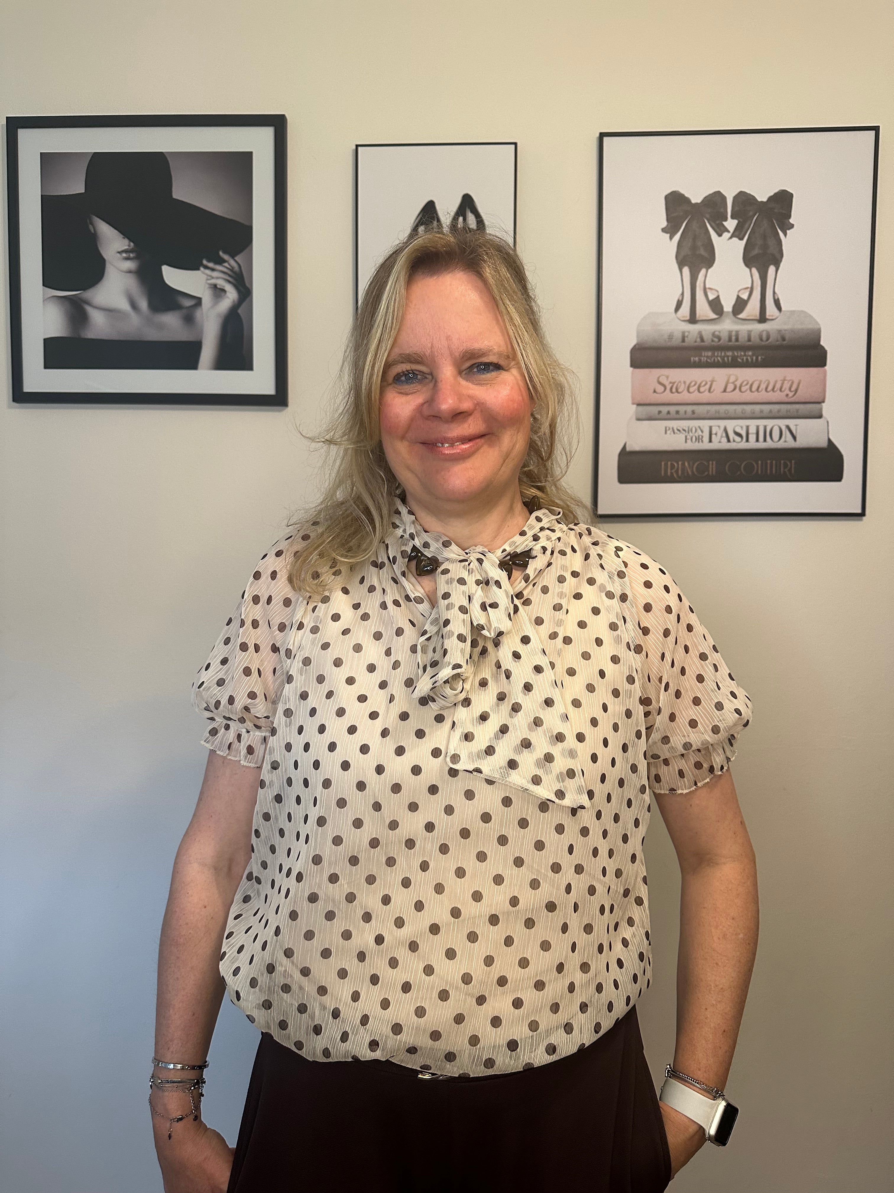 Polkadot blouse Eva champagne