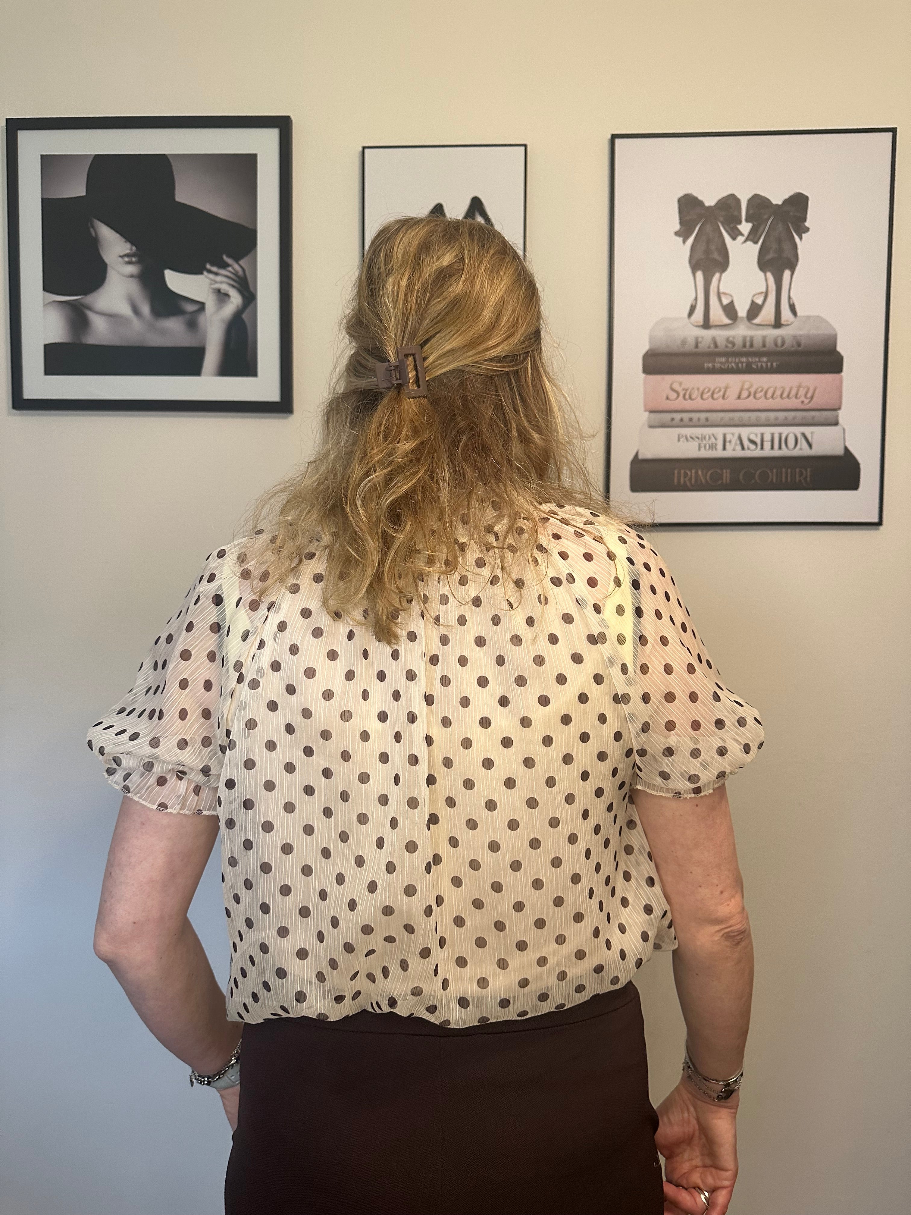 Polkadot blouse Eva champagne