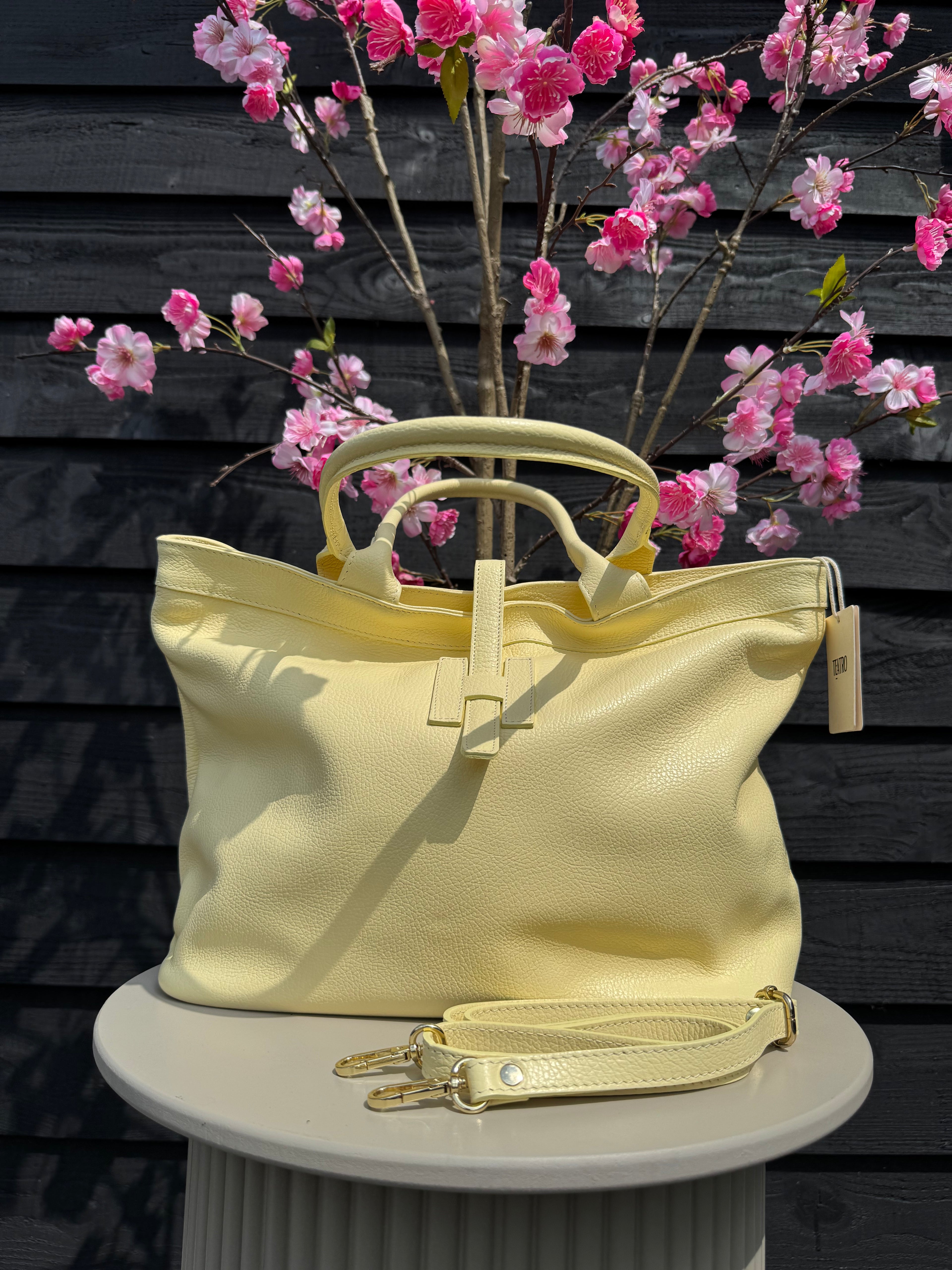 Teatro Leren Schoudertas Helia Butter Yellow
