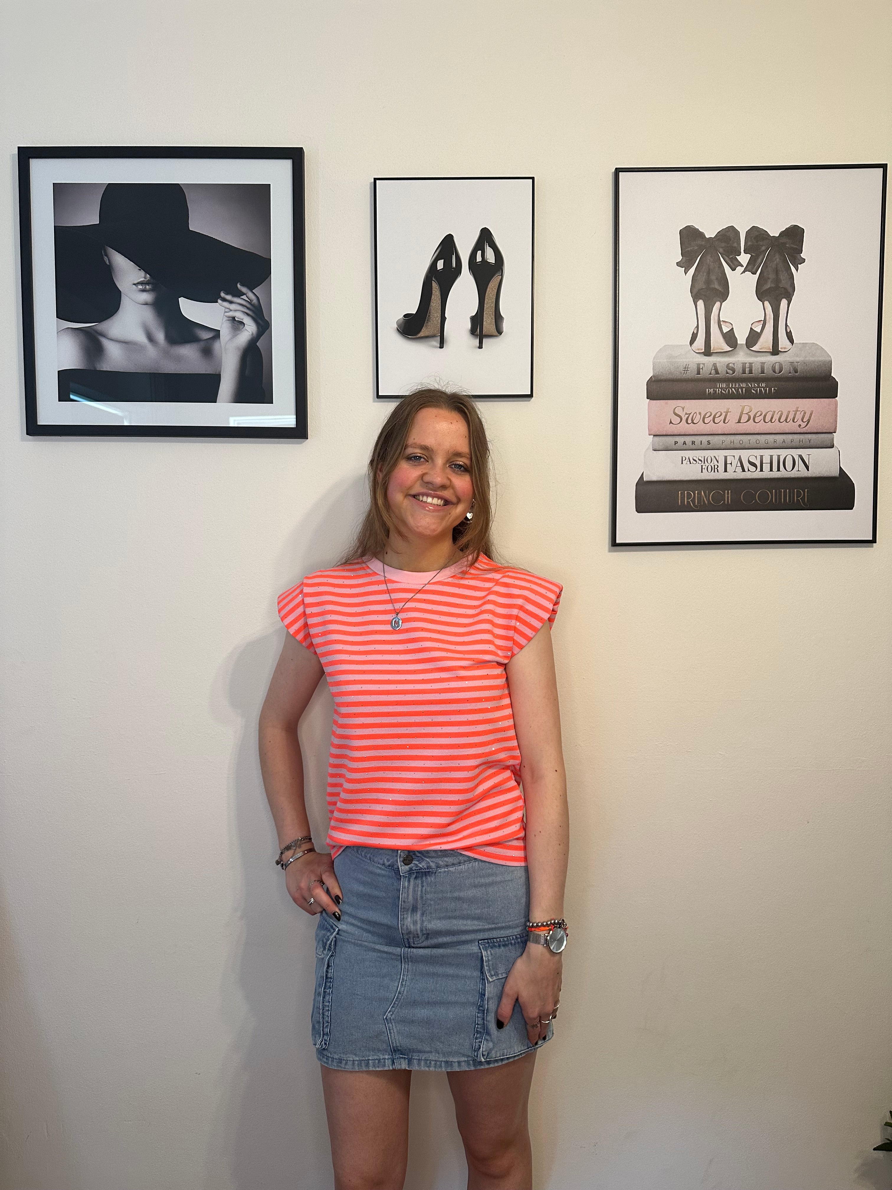 Streep top Julia roze